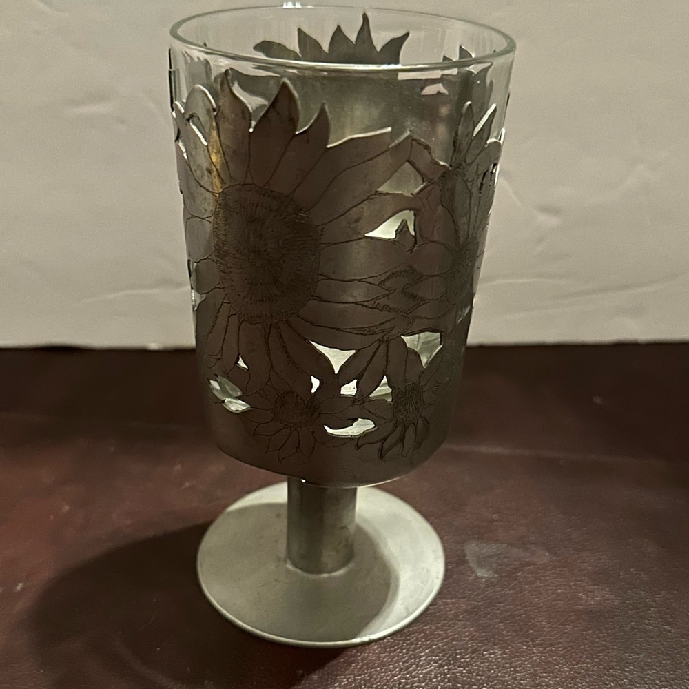 Pewter sunflower glass